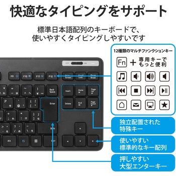 キーボード 無線2.4GHz メンブレン式 コンパクトサイズ ワイヤレス USB 抗菌 薄型 ミニキーボード エレコム