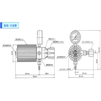 SALE定番■株式会社ユタカ NP-202 ノーヒーター形ガス流量調節器 アルゴン＋炭酸 パーツ