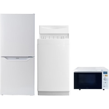家電セット 寮 オフィス 事務所 新生活家電 3点セット (8kg洗濯機 173L冷蔵庫 電子レンジ) - YAMAZEN(山善)