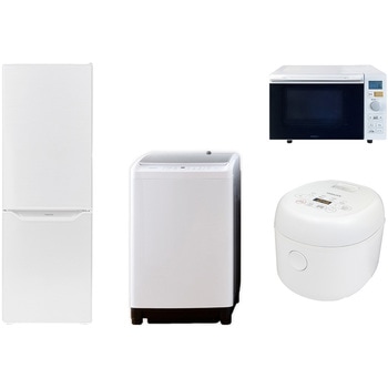家電セット 寮 オフィス 事務所 新生活家電 4点セット (8kg洗濯機 173L冷蔵庫 オーブンレンジ 炊飯器) YAMAZEN(山善)