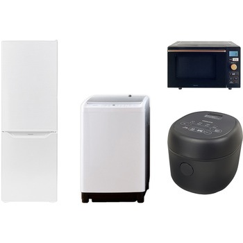 家電セット 寮 オフィス 事務所 新生活家電 4点セット (8kg洗濯機 173L冷蔵庫 オーブンレンジ 炊飯器) YAMAZEN(山善)