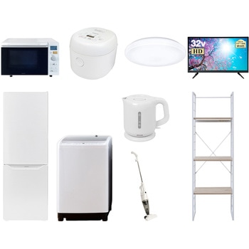 家電セット 寮 オフィス 事務所 新生活家電 9点セット (8kg洗濯機 173L冷蔵庫 オーブンレンジ 炊飯器 シーリングライト 32型液晶テレビ 電気ケトル スティッククリーナー YAMAZEN(山善)