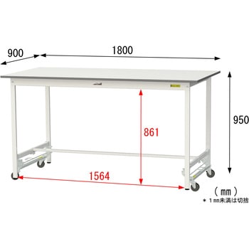 軽量作業台/耐荷重150kg_ワンタッチ移動式_ワークテーブル150シリーズ_低圧メラミン天板 山金工業