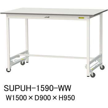 軽量作業台/耐荷重150kg_ワンタッチ移動式_ワークテーブル150シリーズ_低圧メラミン天板 山金工業