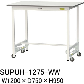 軽量作業台/耐荷重150kg_ワンタッチ移動式_ワークテーブル150シリーズ_低圧メラミン天板 山金工業