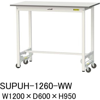 軽量作業台/耐荷重150kg_ワンタッチ移動式_ワークテーブル150シリーズ_低圧メラミン天板 山金工業