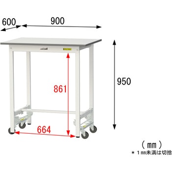 軽量作業台/耐荷重150kg_ワンタッチ移動式_ワークテーブル150シリーズ_低圧メラミン天板 山金工業