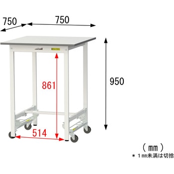 軽量作業台/耐荷重150kg_ワンタッチ移動式_ワークテーブル150シリーズ_低圧メラミン天板 山金工業