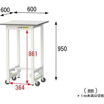 軽量作業台/耐荷重150kg_ワンタッチ移動式_ワークテーブル150シリーズ_低圧メラミン天板 山金工業