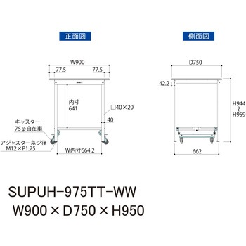 軽量作業台/耐荷重150kg_ワンタッチ移動式_全面棚付_ワークテーブル150シリーズ_低圧メラミン天板 山金工業
