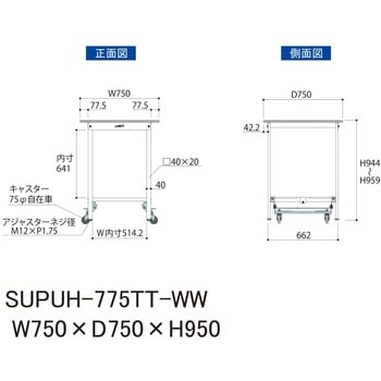 軽量作業台/耐荷重150kg_ワンタッチ移動式_全面棚付_ワークテーブル150シリーズ_低圧メラミン天板 山金工業