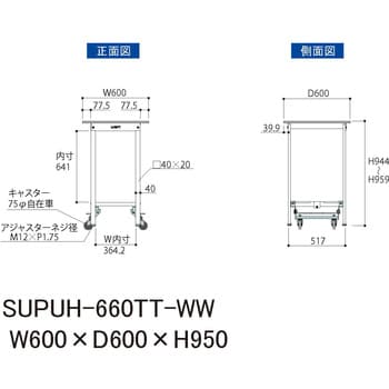 SUPUH-660TT-WW 【軽量作業台】ワークテーブルワンタッチ移動タイプ