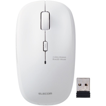 ワイヤレスマウス 無線 2.4GHz USB 抗菌 ブルーLED 5ボタン Mサイズ 進む戻るボタン エレコム