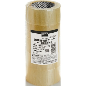 OPTM48X50-5 透明梱包用テープ(中・軽量物用) 5巻入 TRUSCO