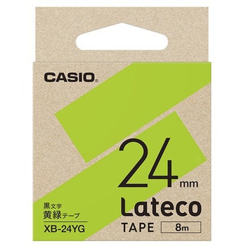 ラベルライター ラテコ用詰め替えテープ 黄緑に黒文字 カシオ計算機