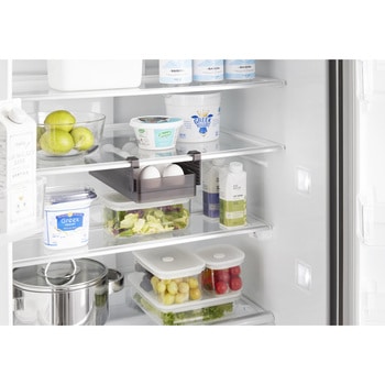 冷蔵庫中棚下高さ調節卵ラック タワー S ブラック 山崎実業