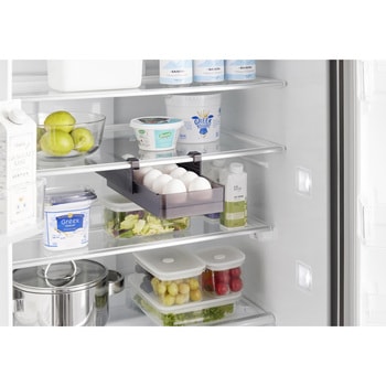 冷蔵庫中棚下高さ調節卵ラック タワー S ブラック 山崎実業