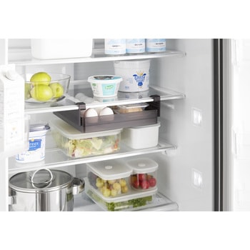 冷蔵庫中棚下高さ調節卵ラック タワー L ブラック 山崎実業