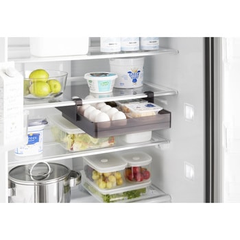 冷蔵庫中棚下高さ調節卵ラック タワー L ブラック 山崎実業