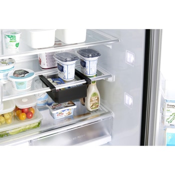 冷蔵庫中棚下伸縮ラック タワー ブラック 山崎実業