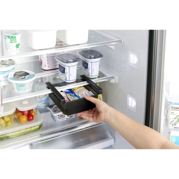 冷蔵庫中棚下伸縮ラック タワー ブラック 山崎実業