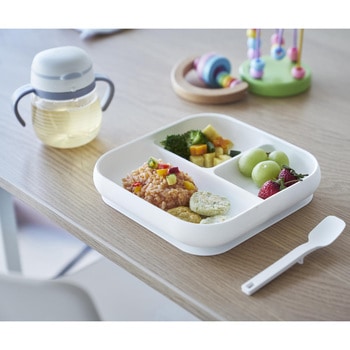 吸盤付きシリコーンベビーフードトレー タワー ホワイト 山崎実業