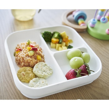 吸盤付きシリコーンベビーフードトレー タワー ホワイト 山崎実業