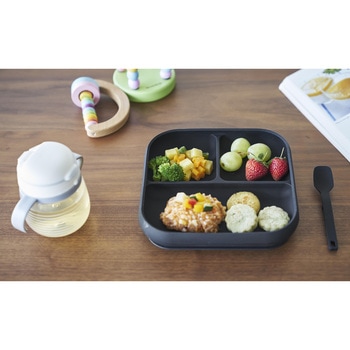 吸盤付きシリコーンベビーフードトレー タワー ブラック 山崎実業