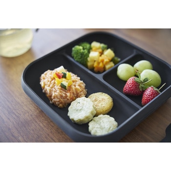 吸盤付きシリコーンベビーフードトレー タワー ブラック 山崎実業