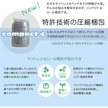 特許技術の圧縮梱包 ポケットコイルマットレス(D) ホームテイスト