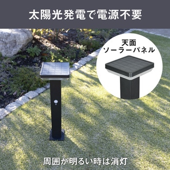 ガーデンソーラーセンサーライト7.5W角型 ブラック ムサシ