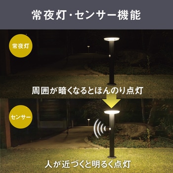 ガーデンソーラーセンサーライト5W丸型 ブラック ムサシ