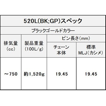EK チェーン THREED 520L/3D ブラック&ゴールド EKチェーン