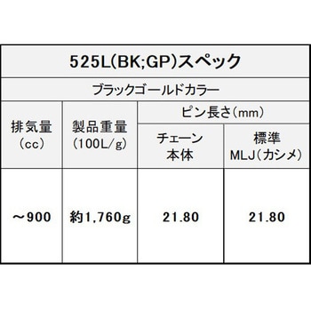EK チェーン THREED 525L/3D ブラック&ゴールド EKチェーン