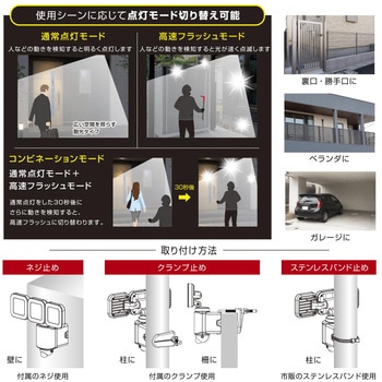 防犯センサーライト コンセント式 オーム電機