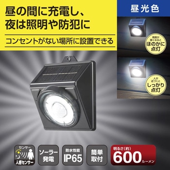 センサーウォールライト ソーラー 昼光色 オーム電機