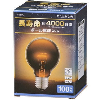 長寿命ボール電球E26 100W形 G95 オーム電機