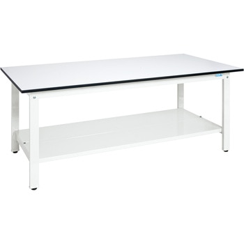 【MonotaRO限定】軽量作業台抗菌パールホワイト(中板2枚付/KK/350kg/ポリエステル天板/H740) サカエ