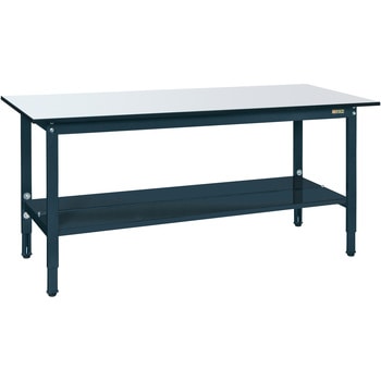 【MonotaRO限定】軽量高さ調整作業台 DG色 (中板2枚付/TKS/200kg/ポリエステル天板/H740～940) サカエ