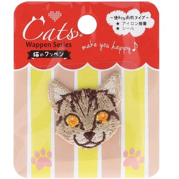 猫のシールワッペン顔 稲垣服飾