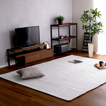キルティングデニム調ラグLサイズ(190x240cm)オールシーズン、滑り止め付き、手洗い対応【Derid デリッド 】 ホームテイスト