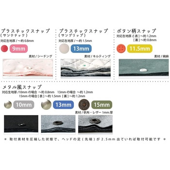 プラスチックスナップボタン 日本紐釦貿易