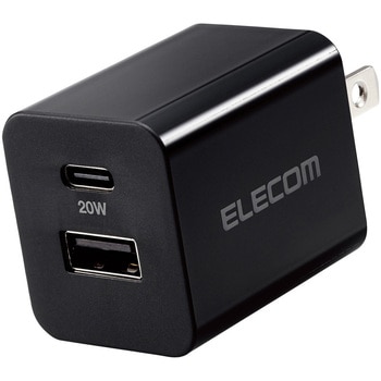 充電器 USB Type-C 20W PD対応 2ポート USB-C USB-A コンセント iPhone iPad Android 折りたたみ式プラグ エレコム