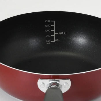 ふっ素加工IH対応目盛・ザル付料理フライパン パール金属