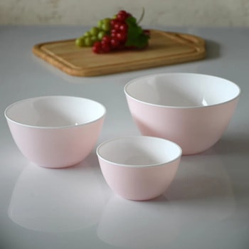 ララシャイン 抗菌耐熱カラーボウル(クリアピンク) パール金属