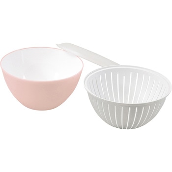 ララシャイン 抗菌耐熱カラーボウル・ザル・フタ3点セット パール金属