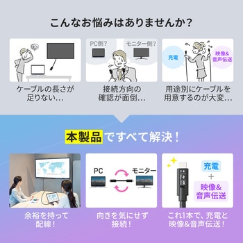 USB TypeCケーブル USB 5Gbps PD75W対応 サンワダイレクト