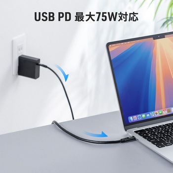 USB TypeCケーブル USB 5Gbps PD75W対応 サンワダイレクト
