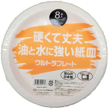 ウルトラプレート 硬くて丈夫 油と水に強い紙皿 丸皿22cm ペーパーウェア