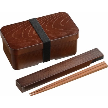 曲げわっぱ風 弁当箱 箸と箸ケースのセット(袋入) 長角型 カクセー